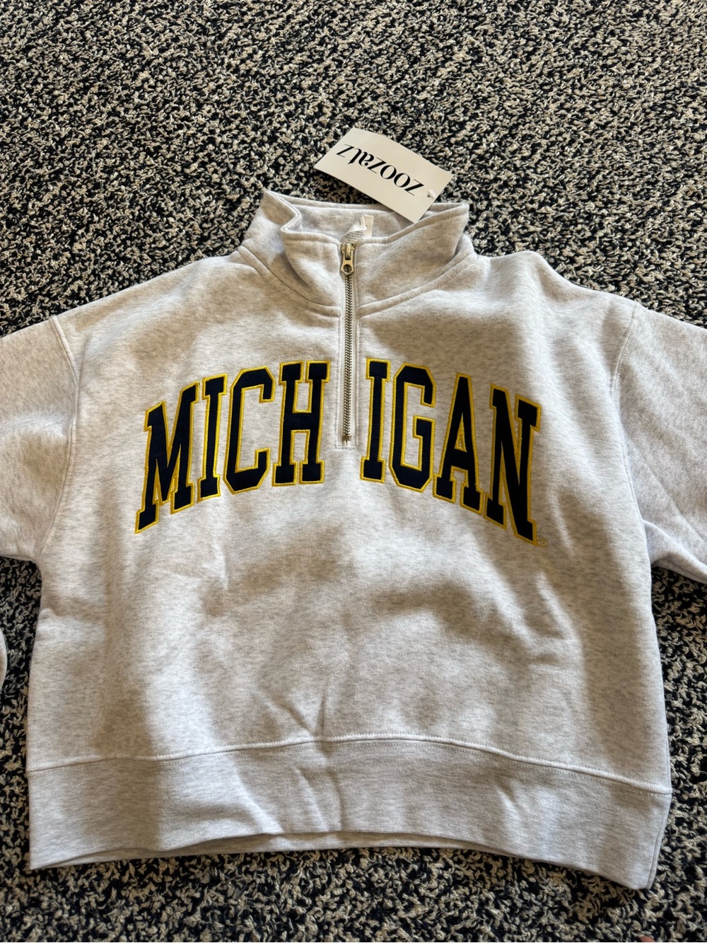 Kids' Gray Michigan Half-Zip Sweatshirt by ZooZatz